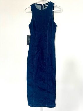 Aritzia NWT Babaton Dark Blue Sleeveless Denim Maxi Dress